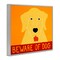 Stupell Industries Beware Of Dog Yellow & Red Framed Giclee, design by Stephen Huneck